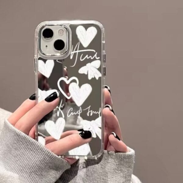 Charming White Heart & Lucky Vibes Phone Case