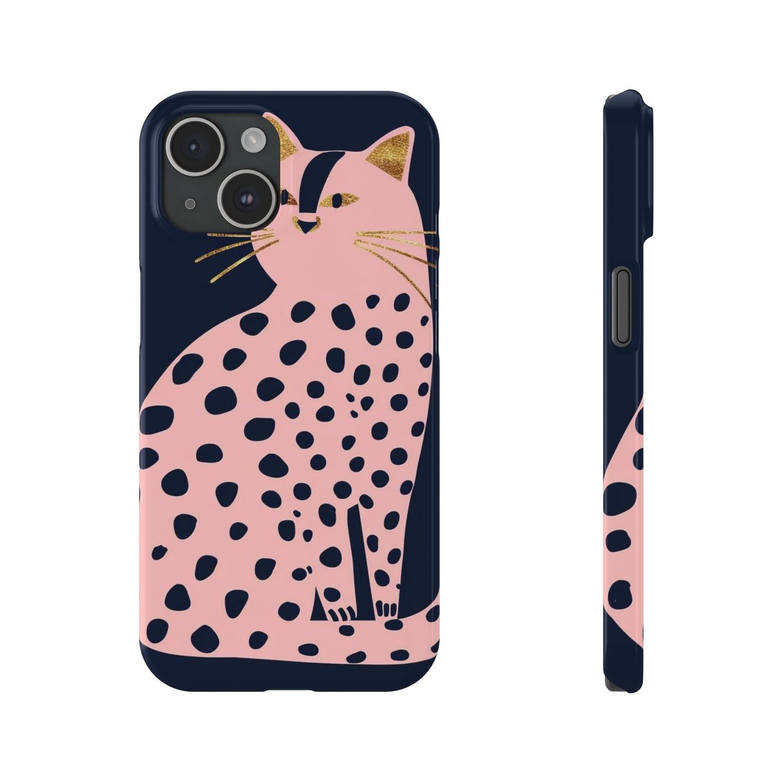 Black Dot Cat Slim Phone Cases - Image 4