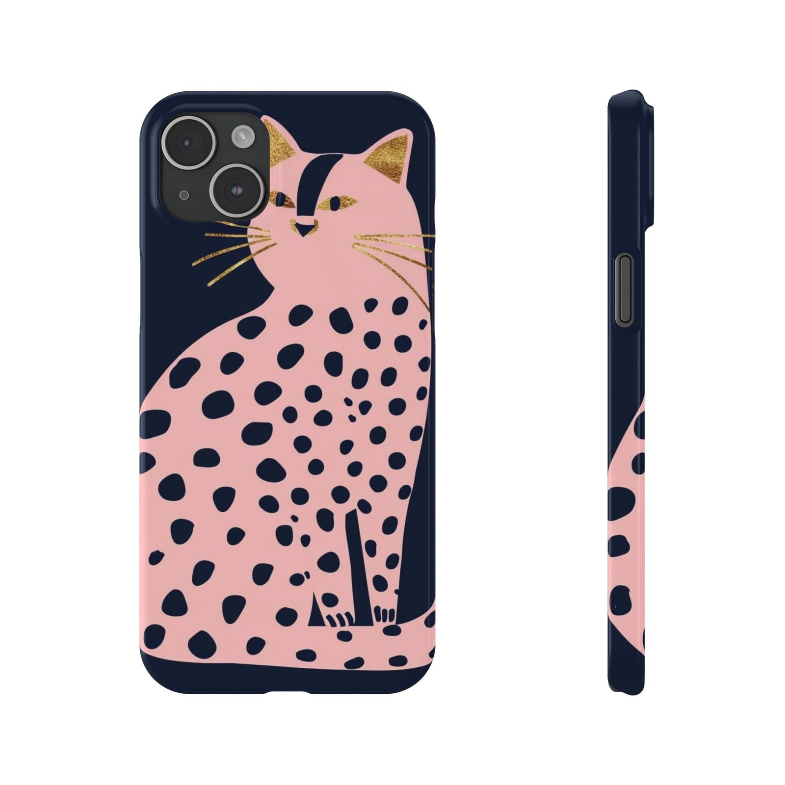 Black Dot Cat Slim Phone Cases - Image 6