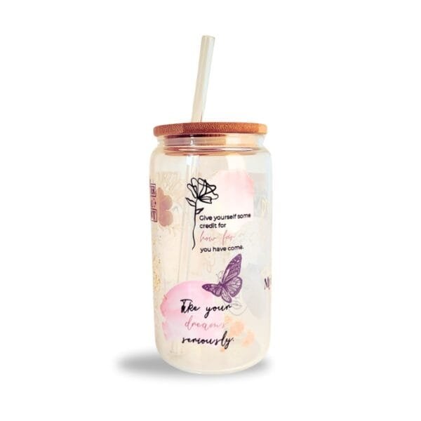 Self Love Matter Glass Cup with Lid & Straw 16oz