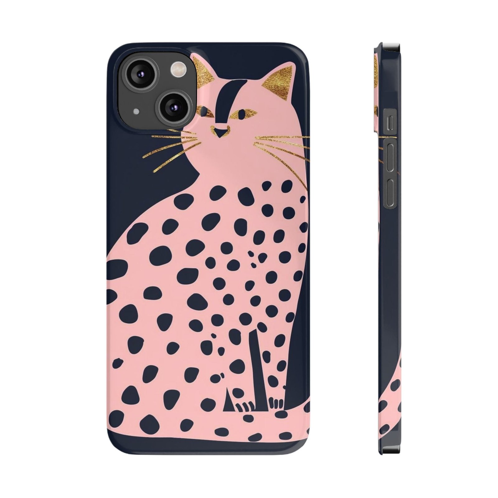 Black Dot Cat Slim Phone Cases - Image 3