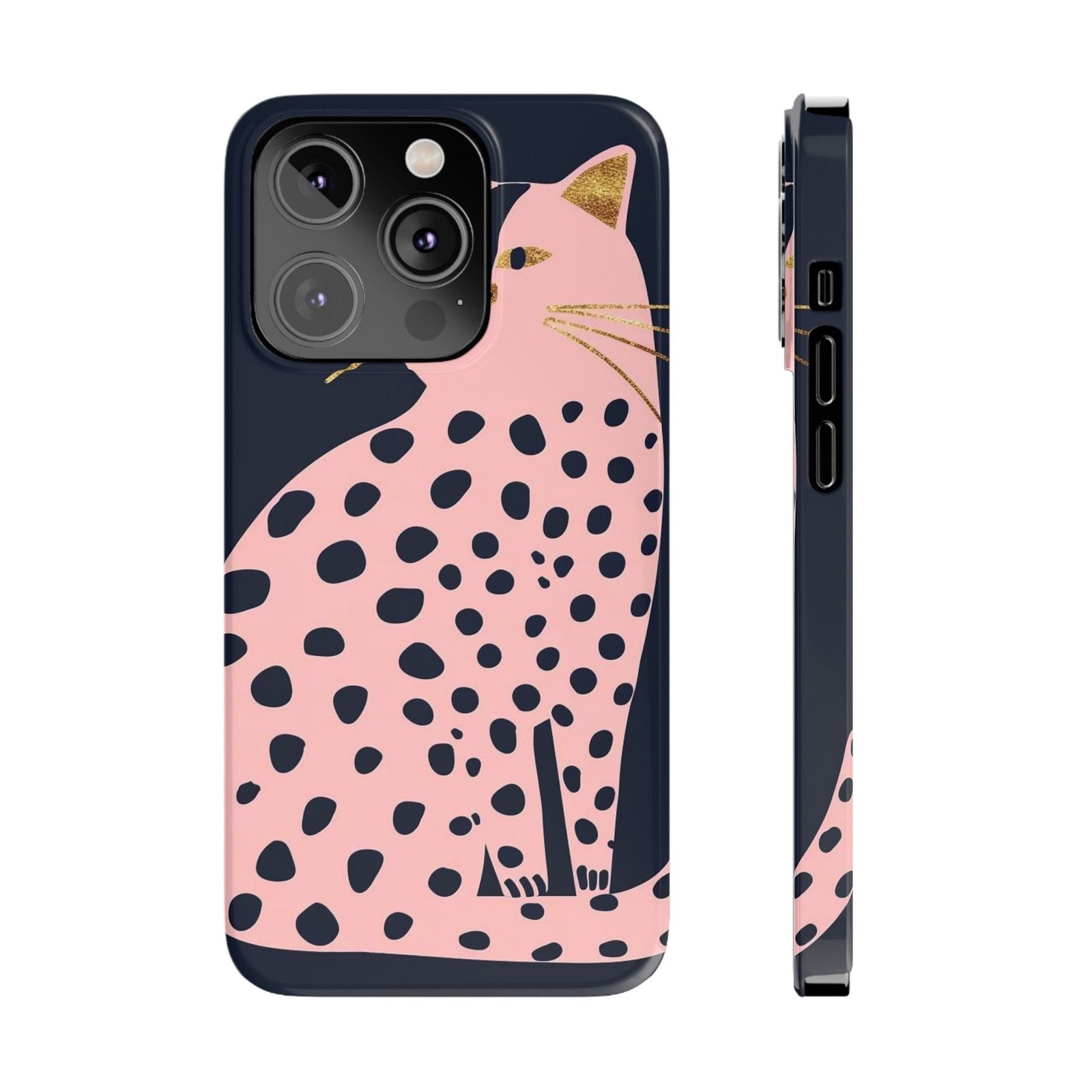 Black Dot Cat Slim Phone Cases - Image 2