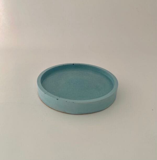 Round Concrete Coasters And Trinket Tray- Blue