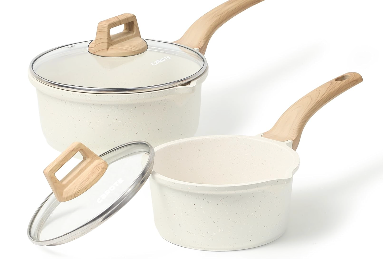 CAROTE 1.5Qt & 3.0Qt Sauce Pan Set with Lid Nonstick CAROTE 1.5Qt & 3.0Qt Sauce Pan Set with Lid Nonstick
