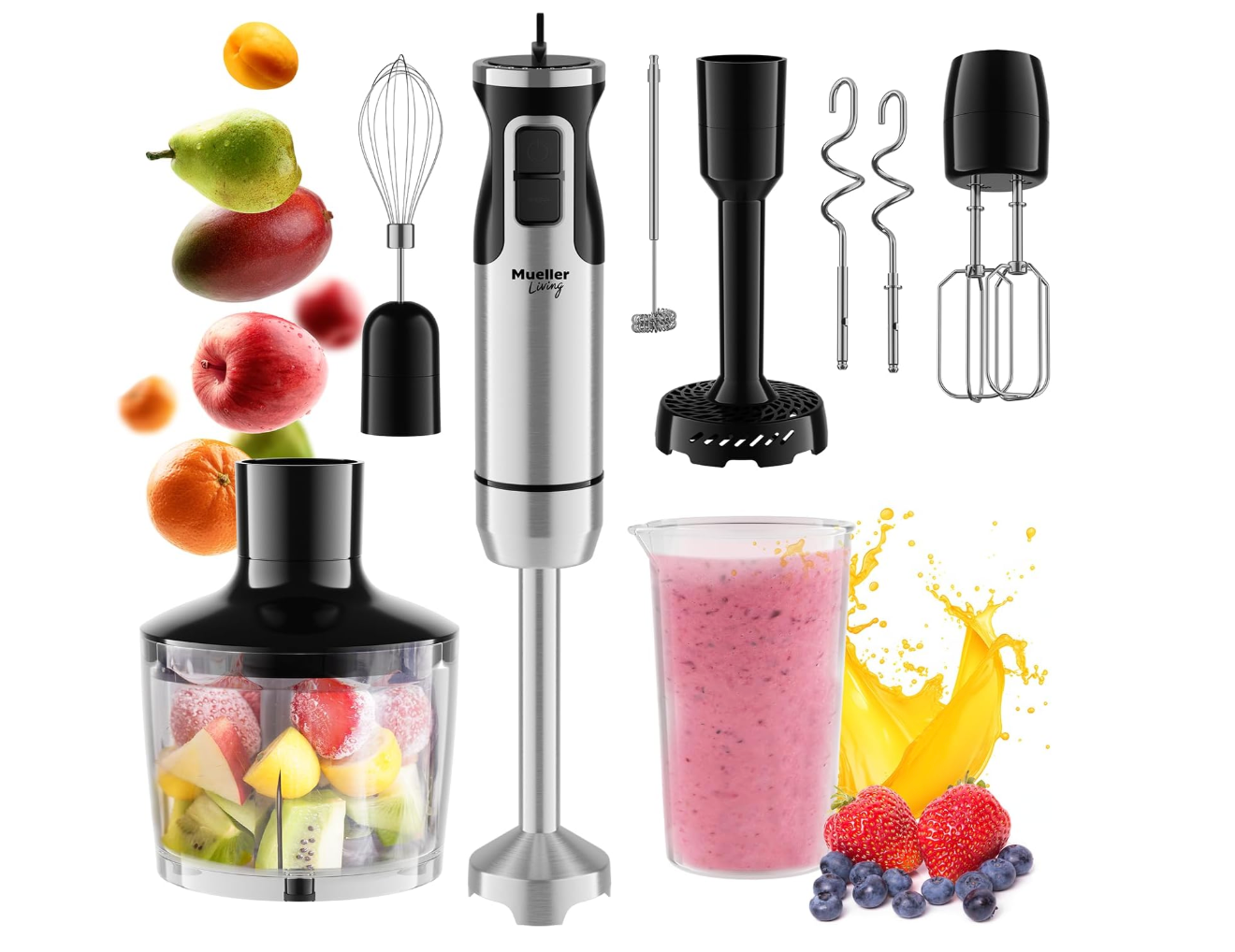MuellerLiving Immersion Hand Blender Full Set - 8 MuellerLiving Immersion Hand Blender Full Set - 8